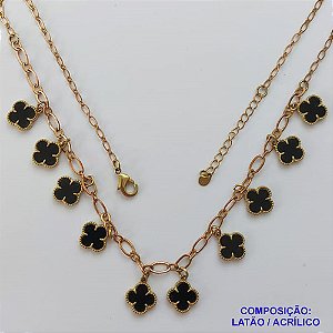 GARGANTILHA NO BRUTO PRONTO PARA O BANHO TIPO VAN CLEEF - GARGANTILHA COM 10 PINGENTES 11MM COM CORRENTE DE 50CM + EXTENSOR - PESO TOTAL: 13,5GR - BRU9193