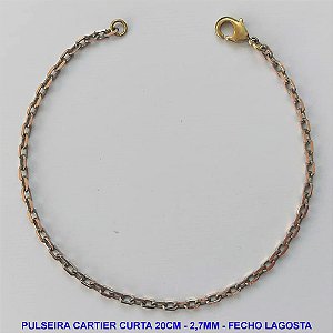 PULSEIRA MASCULINA NO BRUTO PRONTO PARA O BANHO - PULSEIRA CARTIER CURTA (M-KD80) - COMPRIMENTO: 20CM - LARGURA 0.80MM -  FECHO LAGOSTA - PESO 3GR - COMPOSIÇÃO: 100% LATÃO - BRU9297
