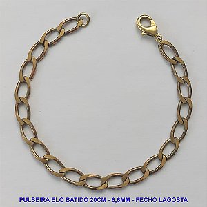 PULSEIRA MASCULINA NO BRUTO PRONTO PARA O BANHO - PULSEIRA ELO BATIDO (M01158) - COMPRIMENTO: 20CM - LARGURA 6,6MM - ESPESSURA: 1,5MM - FECHO LAGOSTA - PESO 8,4GR - COMPOSIÇÃO: 100% LATÃO - BRU9331