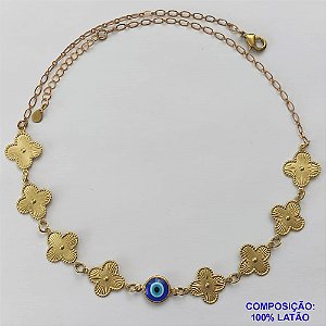 SHOCKER NO BRUTO PRONTO PARA O BANHO  - SHOCKER TIPO VAN CLEEF COM 8 PINGENTES 15MM E OLHO GREGO COM CORRENTE DE 40CM + EXTENSOR - PESO TOTAL: 6,5GR - COMPOSIÇÃO: LATÃO - BRU9336