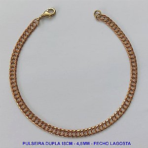 PULSEIRA MASCULINA NO BRUTO PRONTO PARA O BANHO - PULSEIRA DUPLA (XCD40D) - COMPRIMENTO: 18CM - LARGURA 4,5MM - FECHO LAGOSTA - PESO 3,6GR - COMPOSIÇÃO: 100% LATÃO - BRU9367