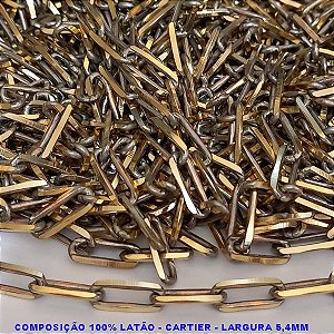 CORRENTE NO BRUTO PRONTO PARA O BANHO - CORRENTE CARTIER -  (KDL1.5) - LARGURA 5.3MM - PESO POR METRO 33.2GR - COMPOSIÇÃO: 100% LATÃO (VENDIDA POR METRO) - ABRU9399