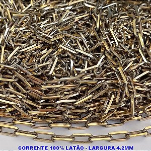 CORRENTE NO BRUTO PRONTO PARA O BANHO - CORRENTE CARTIER -  (KDL1.2) - LARGURA 4.2MM - PESO POR METRO 23.5GR - COMPOSIÇÃO: 100% LATÃO (VENDIDA POR METRO) - BRU9427