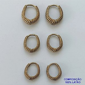 BRINCO NO BRUTO PRONTO PARA O BANHO - TRIO DE BRINCO - TAMANHOS 16/14/12MM - LARGURA 5MM TRIO DE ARGOLA (TRANQUETA) - PESO TOTAL 8,3GR - BRU9467
