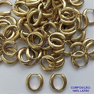 BRINCO NO BRUTO PRONTO PARA O BANHO(CX95) - BRINCO TIPO ARGOLA DE PRESSÃO (TRANQUETA) TAMANHO 15X16MM - PESO TOTAL 4,4GR - BRU9491