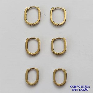 BRINCO NO BRUTO PRONTO PARA O BANHO(CX92) - TRIO DE BRINCO - TAMANHOS 16/14/12MM - ESPESSURA 1,9MM TRIO DE ARGOLA OVAL DE PRESSÃO (TRANQUETA) - PESO TOTAL 3,7GR - BRU9493