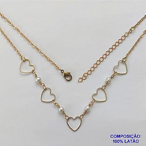 SHOCKER BRUTO PRONTO PARA BANHO(CX112) - SHOCKER COM CORRENTE CADEADO COM PÉROLAS E CORAÇÕES VAZADOS - TAMANHO 40CM + EXTENSOR - PESO: 2,2GR - FECHO LAGOSTA - BRU9523