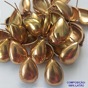 BRINCO NO BRUTO PRONTO PARA O BANHO - BRINCO DE PINO FORMATO GOTA 20MM - COMPOSIÇÃO: 100% LATÃO - PESO TOTAL: 2,5GR - BRU9534