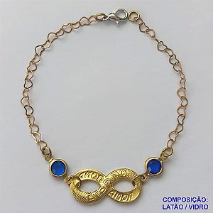 PULSEIRA NO BRUTO PRONTO PARA O BANHO(CX86) - PULSEIRA COM PINGENTE INFINITO COM PALAVA AMOR ETERNO - TAMANHO: 18CM COM FECHO LAGOSTA - PESO 2,2GR - BRU9537