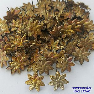 BRINCO NO BRUTO PRONTO PARA O BANHO (CX38)- BRINCO DE PINO FORMATO FLOR 14MM (E1527) - COMPOSIÇÃO: 100% LATÃO - PESO TOTAL: 1,2GR (ROB) - BRU9544