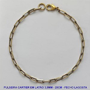 PULSEIRA NO BRUTO PRONTO PARA O BANHO - PULSEIRA CARTIER LONGA (KDL1.00) - COMPRIMENTO: 25CM - LARGURA 3,5MM - FECHO LAGOSTA - PESO 5,2GR - COMPOSIÇÃO: 100% LATÃO - BRU9554