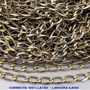 CORRENTE NO BRUTO PRONTO PARA O BANHO - CORRENTE ELLO BATIDO DIAMANTADA (M-118) - LARGURA 4,5MM - PESO POR METRO 16.2GR - COMPOSIÇÃO: 100% LATÃO (VENDIDA POR METRO) - BRU000M118