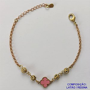 PULSEIRA NO BRUTO PRONTA PARA O BANHO - PULSEIRA TIPO VAN CLEEF COM BOLINHAS VAZADAS - COMPRIMENTO: 17CM - FECHO LAGOSTA + EXTENSOR - PESO 3,1GR - COMPOSIÇÃO: LATÃO / RESINA - BRU9573