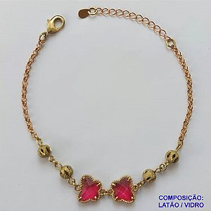 PULSEIRA NO BRUTO PRONTA PARA O BANHO - PULSEIRA TIPO VAN CLEEF COM BOLINHAS VAZADAS - COMPRIMENTO: 17CM - FECHO LAGOSTA + EXTENSOR - PESO 4,2GR - COMPOSIÇÃO: LATÃO / VIDRO - BRU9595