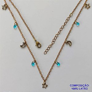 SHOCKER BRUTO PRONTO PARA BANHO(CX114) - SHOCKER COM CORRENTE CADEADO COM ESTRELAS E LUAS VAZADAS COM ACRÍLICOS AZUIS - TAMANHO 40CM + EXTENSOR - PESO: 2,1GR - FECHO LAGOSTA - BRU9635