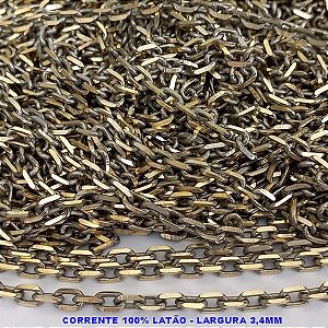 CORRENTE NO BRUTO PRONTO PARA O BANHO - CORRENTE CARTIER CURTA-  (KD1.00) - LARGURA 3.4MM - PESO POR METRO 20GR - COMPOSIÇÃO: 100% LATÃO (VENDIDA POR METRO) - BRU000KD100