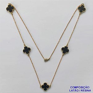SHOCKER NO BRUTO PRONTO PARA O BANHO TIPO VAN CLEEF - SHOCKER  COM 5 PINGENTES 15MM COM CORRENTE LONGA DE 40CM + EXTENSOR - PESO TOTAL: 6,4GR - COMPOSIÇÃO: LATÃO / RESINA - BRU9687