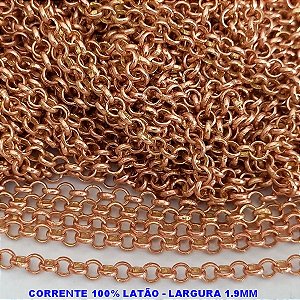 CORRENTE NO BRUTO PRONTO PARA O BANHO - CORRENTE ELLO PORTUGUES -  (P40) - LARGURA 1,9MM - PESO POR METRO 7GR - COMPOSIÇÃO: 100% LATÃO (VENDIDA POR METRO) - BRU000P40