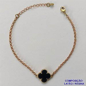 PULSEIRA NO BRUTO PRONTO PARA O BANHO -  PULSEIRA TIPO VAN CLEEF COM PINGENTE 15MM - TAMANHO 18CM COM EXTENSOR E FECHO LAGOSTA - PESO 2,7GR - COMPOSIÇÃO: LATÃO / RESINA - BRU9689