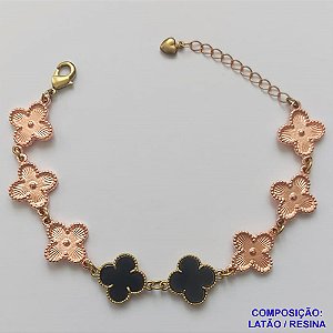 PULSEIRA NO BRUTO PRONTO PARA O BANHO - PULSEIRA COM 8 PINGENTES TIPO VAN CLEEF 15MM - TAMANHO 18CM COM EXTENSOR E FECHO LAGOSTA - COMPOSIÇÃO: LATÃO / RESINA - PESO 10,1GR - BRU9700