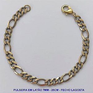 PULSEIRA NO BRUTO PRONTO PARA O BANHO - PULSEIRA 3X1 EM LATÃO (M31188) - COMPRIMENTO: 25CM - LARGURA 7MM - FECHO LAGOSTA - PESO 13,2GR - COMPOSIÇÃO: 100% LATÃO - BRU9713