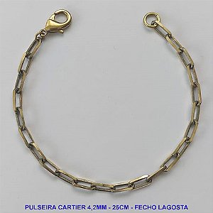 PULSEIRA NO BRUTO PRONTO PARA O BANHO - PULSEIRA CARTIER (KDL1.50) - COMPRIMENTO: 25CM - LARGURA 4,2MM - FECHO LAGOSTA - PESO 7.5GR - COMPOSIÇÃO: 100% LATÃO - BRU9783
