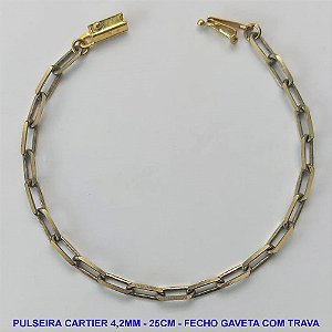 PULSEIRA NO BRUTO PRONTO PARA O BANHO - PULSEIRA CARTIER (KDL1.50) - COMPRIMENTO: 25CM - LARGURA 4,2MM - FECHO GAVETA COM TRAVA - PESO 7,1GR - COMPOSIÇÃO: 100% LATÃO - BRU9786