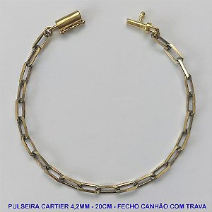 PULSEIRA NO BRUTO PRONTO PARA O BANHO - PULSEIRA CARTIER (KDL1.50) - COMPRIMENTO: 20CM - LARGURA 4,2MM - FECHO CANHÃO COM TRAVA - PESO 6GR - COMPOSIÇÃO: 100% LATÃO - BRU9791