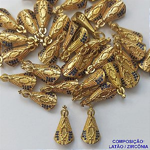 ACESSÓRIO NO BRUTO PRONTO PARA O BANHO (CX22) - PINGENTE NOSSA SRA APARECIDA CRAVEJADO COM MICRO ZIRCÔNIA - COMPOSIÇÃO: LATÃO / ZIRCÔNIA - TAMANHO 19MM - (VENDIDO POR UNIDADE) PESO TOTAL 1,2GR - BRU0001584