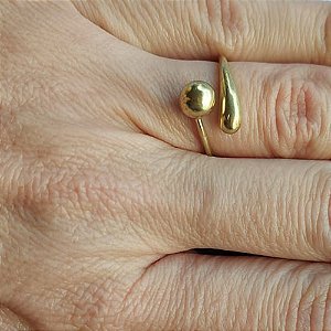 ANEL NO BRUTO PRONTO PARA O BANHO - ANEL COM FORMATO GOTA E BOLA - PESO MEDIO 3,4GR - COMPOSIÇÃO: LATÃO - ANEL000293