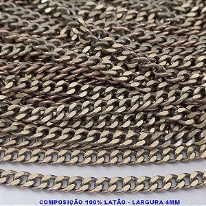 CORRENTE NO BRUTO PRONTO PARA O BANHO - CORRENTE -(M1014) - LARGURA  4MM - PESO POR METRO 25.2GR - COMPOSIÇÃO: 100% LATÃO (VENDIDA POR METRO) - BRU000M1014