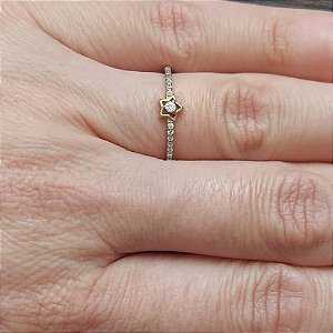 ANEL NO BRUTO PRONTO PARA O BANHO - ANEL COM ESTRELA CRAVEJADO EM MICRO ZIRCÔNIAS - PESO MEDIO 1GR - COMPOSIÇÃO: LATÃO / ZIRCÔNIA - ANEL000318