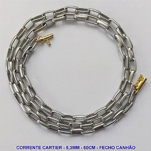CORRENTE MASCULINA NO BRUTO PRONTO PARA O BANHO - CORRENTE EM ALÚMINIO (M-A14) - TAMANHO 60CM - LARGURA 5,3MM - FECHO CANHÃO - PESO 12GR - COMPOSIÇÃO: ALUMÍNIO - BRU9900