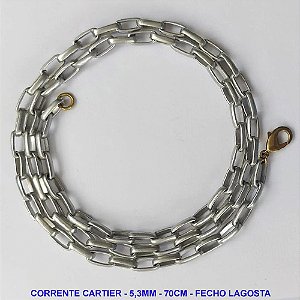 CORRENTE MASCULINA NO BRUTO PRONTO PARA O BANHO - CORRENTE EM ALÚMINIO (M-A14) - TAMANHO 70CM - LARGURA 5,3MM - FECHO LAGOSTA - PESO 13,5GR - COMPOSIÇÃO: ALUMÍNIO - BRU9903