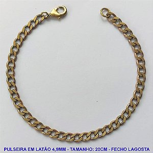 PULSEIRA MASCULINA NO BRUTO PRONTO PARA O BANHO - PULSEIRA EM LATÃO (M10124) - TAMANHO 20CM - LARGURA 4,9MM - FECHO LAGOSTA - PESO 6,3GR - COMPOSIÇÃO: 100% LATÃO - BRU9969
