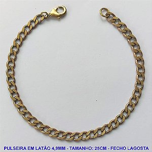PULSEIRA MASCULINA NO BRUTO PRONTO PARA O BANHO - PULSEIRA EM LATÃO (M10124) - TAMANHO 25CM - LARGURA 4,9MM - FECHO LAGOSTA - PESO 8,7GR - COMPOSIÇÃO: 100% LATÃO - BRU9970