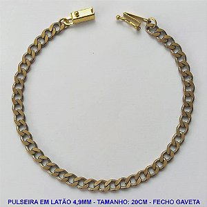 PULSEIRA MASCULINA NO BRUTO PRONTO PARA O BANHO - PULSEIRA EM LATÃO (M10124) - TAMANHO 20CM - LARGURA 4,9MM - FECHO GAVETA COM TRAVA - PESO 6,7GR - COMPOSIÇÃO: 100% LATÃO - BRU9974