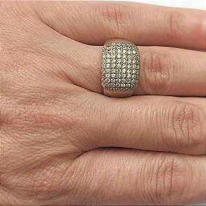 ANEL NO BRUTO PRONTO PARA O BANHO - ANEL CRAVEJADO EM MICROS ZIRCÔNIAS - LARGURA: 12MM - PESO MEDIO 6,4GR - COMPOSIÇÃO: LATÃO / ZIRCÔNIA - ANEL000333