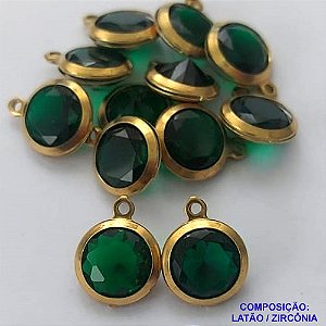 PINGENTE NO BRUTO PRONTO PARA O BANHO - PINGENTE EM ZIRCONIA VERDE - COMPOSIÇÃO: LATÃO / ZIRCÔNIA - TAMANHO 10MM -  (VENDIDO POR UNIDADE) PESO TOTAL 0,8GR - BRU0001694