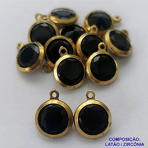 PINGENTE NO BRUTO PRONTO PARA O BANHO - PINGENTE EM ZIRCONIA PRETO - COMPOSIÇÃO: LATÃO / ZIRCÔNIA - TAMANHO 10MM -  (VENDIDO POR UNIDADE) PESO TOTAL 0,8GR - BRU0001699