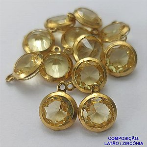 PINGENTE NO BRUTO PRONTO PARA O BANHO - PINGENTE EM ZIRCONIA AMARELA - COMPOSIÇÃO: LATÃO / ZIRCÔNIA - TAMANHO 10MM -  (VENDIDO POR UNIDADE) PESO TOTAL 0,8GR - BRU0001701