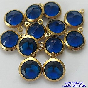 PINGENTE NO BRUTO PRONTO PARA O BANHO - PINGENTE EM ZIRCONIA AZUL ESCURO - COMPOSIÇÃO: LATÃO / ZIRCÔNIA - TAMANHO 10MM -  (VENDIDO POR UNIDADE) PESO TOTAL 0,8GR - BRU0001702
