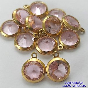PINGENTE NO BRUTO PRONTO PARA O BANHO - PINGENTE EM ZIRCONIA ROSA - COMPOSIÇÃO: LATÃO / ZIRCÔNIA - TAMANHO 10MM -  (VENDIDO POR UNIDADE) PESO TOTAL 0,8GR - BRU0001703