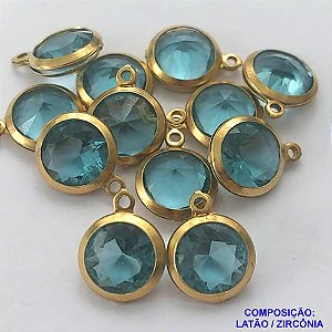 PINGENTE  NO BRUTO PRONTO PARA O BANHO - PINGENTE EM ZIRCONIA AZUL - COMPOSIÇÃO: LATÃO / ZIRCÔNIA - TAMANHO 10MM -  (VENDIDO POR UNIDADE) PESO TOTAL 0,8GR - BRU0001704