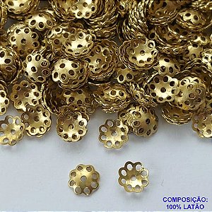 ACESSÓRIO NO BRUTO PRONTO PARA BANHO - " TULIPA " - FLORZINHA BASE PARA PÉROLA - TAMANHO 4MM - PESO POR UNIDADE 0,1GR - (VENDIDO POR UNIDADE) COMPOSIÇÃO 100% LATÃO - BRU0001726