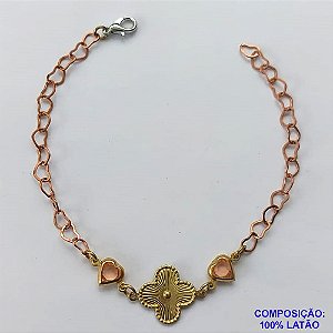 PULSEIRA NO BRUTO PRONTO PARA O BANHO - PULSEIRA COM PINGENTE TIPO VAN CLEEF - TAMANHO: 18CM COM FECHO LAGOSTA - PESO 2,3GR - BRU10078