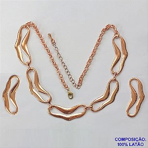 CONJUNTO NO BRUTO PRONTO PARA O BANHO - SHOCKER COM ELEMENTOS VAZADOS - TAMANHO:45CM + EXTENSOR E BRINCOS DE PINO 47CM - PESO: 28,5GR - COMPOSIÇÃO: 100% LATÃO - BRU10083