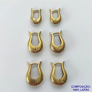 BRINCO NO BRUTO PRONTO PARA O BANHO LATÃO - TRIO DE BRINCO TAMANHOS 20MM/18MM/13MM  - PESO TOTAL 12,1GR - COMPOSIÇÃO: 100% LATÃO - BRU10128