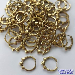 BRINCO NO BRUTO PRONTO BANHO(CX60) - BRINCO COM CORAÇÕES - ARGOLINHA DE PRESSÃO (TRANQUETA) TAMANHO 21MM - PESO TOTAL 2,3GR - BRU10130