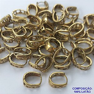 BRINCO NO BRUTO PRONTO BANHO(CX60) - BRINCO COM CORAÇÕES VAZADOS - ARGOLINHA DE PRESSÃO (TRANQUETA) TAMANHO 5X15MM - PESO TOTAL 3,1GR - BRU10131